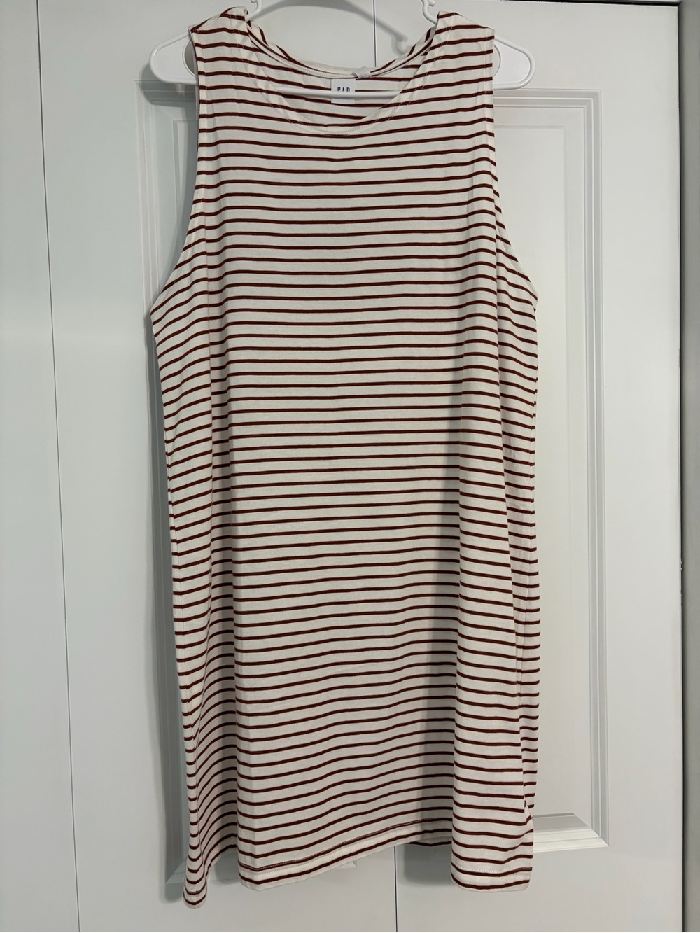 GAP Striped Tank Dress in Cream and Brown, L, NWT